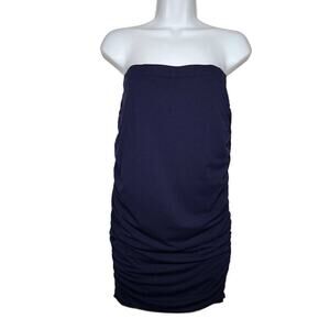 Vince Camuto Women Dresses, Rayon/Spandex Blend Navy Ruched Strapless Dress, S